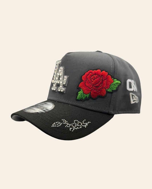 LA Crystal Rose Snapback – Black & Charcoal Edition
