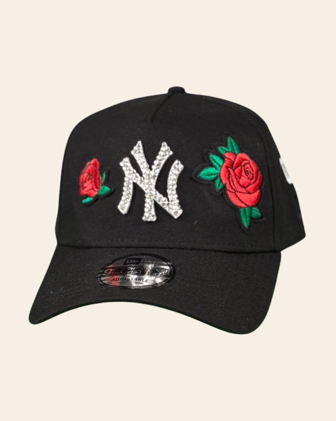 NY Crystal Rose Snapback – Triple Rose Black Edition