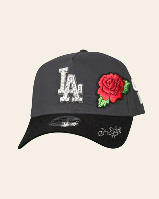 LA Crystal Rose Snapback – Black & Charcoal Edition